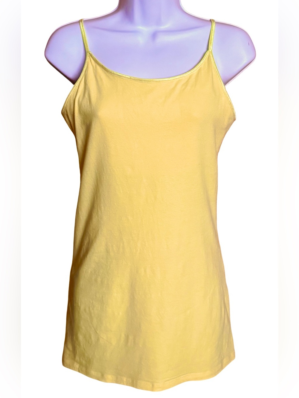 Yellow Long Stretch Camisole Tank Top Spaghetti Straps Juniors L Summer Festival